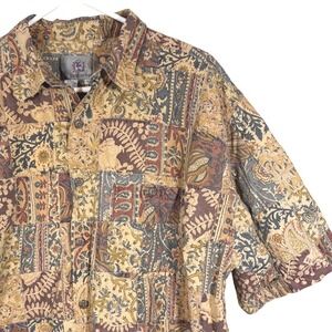 The Territory Ahead Patchwork Shirt Mens XL Short Sleeve Button Up Shirt Flora